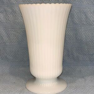 Classic White Ribbed Pedestal Vase - Brand